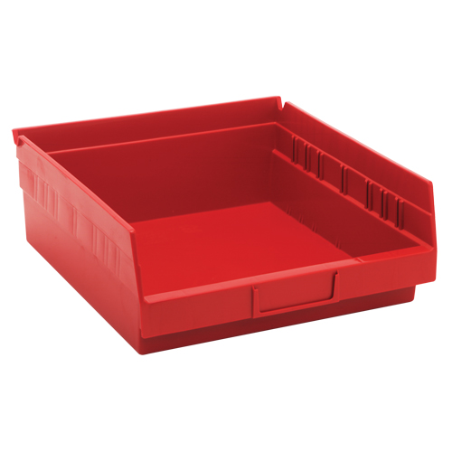 Shelf Bins, 11-1/8" W x 4" H x 11-5/8" D, Red, 30 lbs. Capacity NTL Industrial