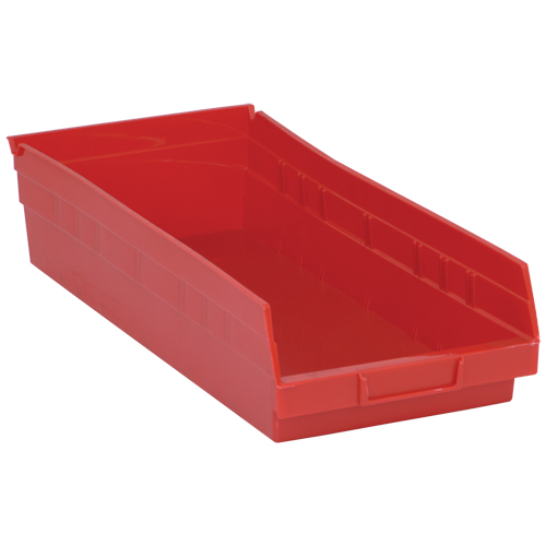 Bacs de rangement pour tablettes, 8-3/8" la x 4" H x 17-7/8" p, Rouge, Capacit&eacute; 40 lb NTL Industrial