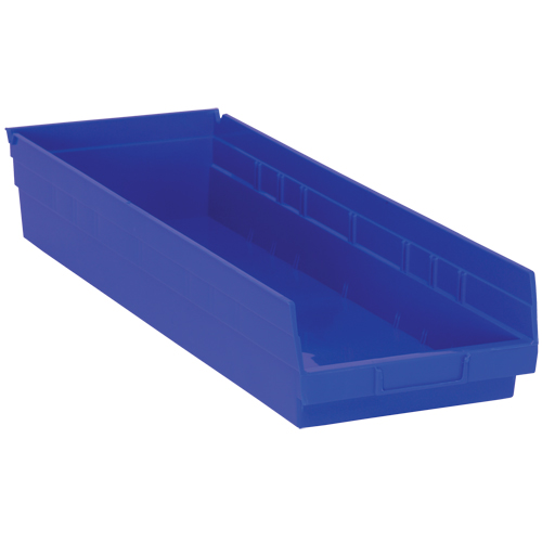 Bacs de rangement pour tablettes, 8-3/8" la x 4" H x 23-5/8" p, Bleu, Capacit&eacute; 50 lb NTL Industrial