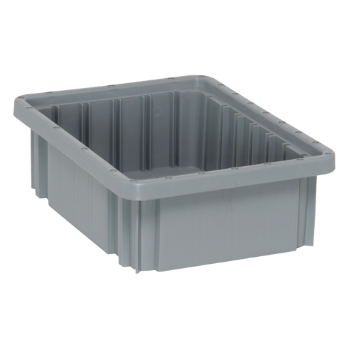 Divider Box&reg; Containers, Plastic, 10.9" W x 8.3" D x 3.5" H, Grey NTL Industrial