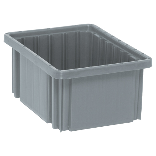 Divider Box&reg; Containers, Plastic, 10.9" W x 8.3" D x 5" H, Grey NTL Industrial