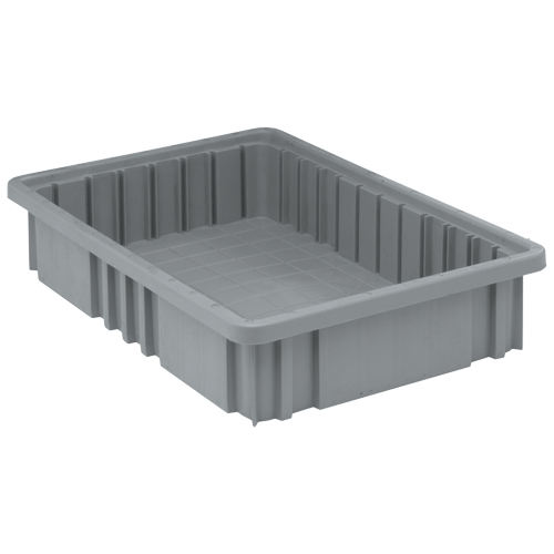 Divider Box&reg; Containers, Plastic, 16.5" W x 10.9" D x 3.5" H, Grey NTL Industrial