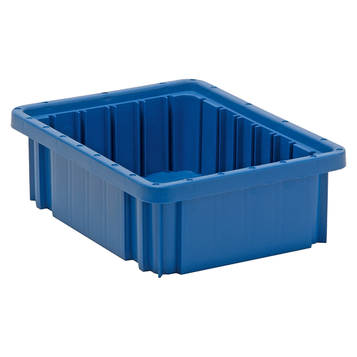 Divider Box&reg; Containers, Plastic, 10.9" W x 8.3" D x 3.5" H, Blue NTL Industrial