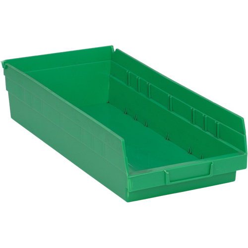 Shelf Bins, 8-1/8" W x 4" H x 17-7/8" D, Green, 40 lbs. Capacity NTL Industrial