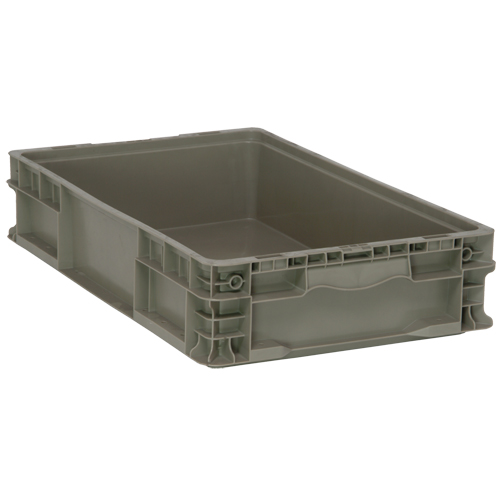 Collapsible Stacking Container, 15" W x 24" D x 5" H, Grey NTL Industrial