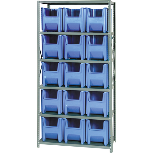 &eacute;l&eacute;ment de rayonnage avec bacs empilables, Acier, Sans boulons, Capacit&eacute; 800 lb, 36" la x 75" h x 18" p NTL Industrial