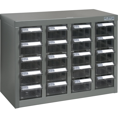 KPC-600 Parts Cabinet, Steel, 20 Drawers, 18-1/3" x 8-2/3" x 13-3/4", Grey NTL Industrial
