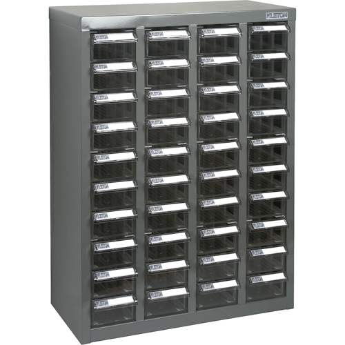 KPC-600 Parts Cabinet, Galvanized Steel, 40 Drawers, 18-3/10" x 8-7/10" x 25-3/10", Grey NTL Industrial