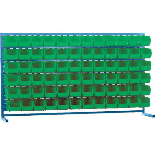 Louvered Rack with Bins, 72 Bins, 72" W x 15" D x 40" H NTL Industrial
