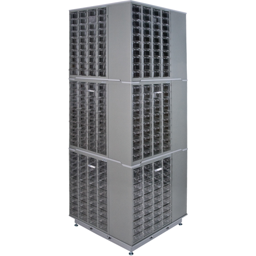 Heavy-Duty Industrial Carousel Drawer Cabinet, Steel, 480 Drawers, 27" W x 27" D x 80" H, Grey NTL Industrial