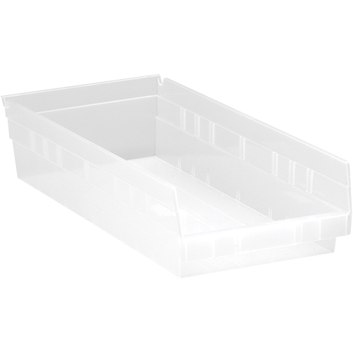 Shelf Bins, 8-3/8" W x 4" H x 17-7/8" D, Clear, 40 lbs. Capacity NTL Industrial
