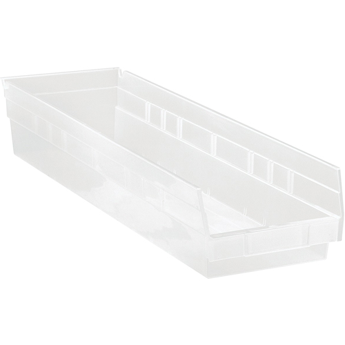 Shelf Bins, 6-5/8" W x 4" H x 23-5/8" D, Clear, 50 lbs. Capacity NTL Industrial