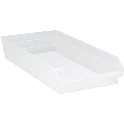 Shelf Bins, 11-1/8" W x 4" H x 23-5/8" D, Clear, 50 lbs. Capacity NTL Industrial
