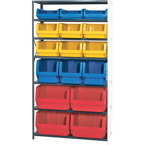 Shelving Unit with Stacking Bins, Steel, Magnum Bin, Add-On, 42" W x 76" H NTL Industrial