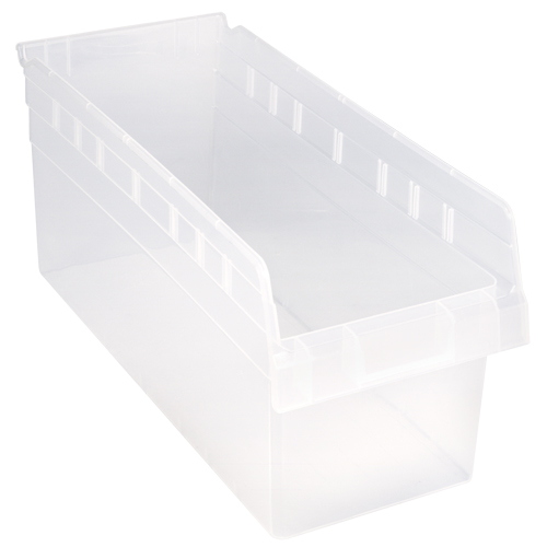Store-Max Shelf Bins, 8-3/8" W x 8" H x 17-7/8" D, Clear, 56 lbs. Capacity NTL Industrial