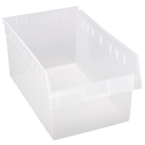 Store-Max Shelf Bins, 11-1/8" W x 8" H x 17-7/8" D, Clear, 56 lbs. Capacity NTL Industrial