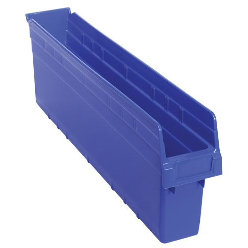 Store-Max Shelf Bins, 4-3/8" W x 8" H x 23-5/8" D, Blue, 68 lbs. Capacity NTL Industrial