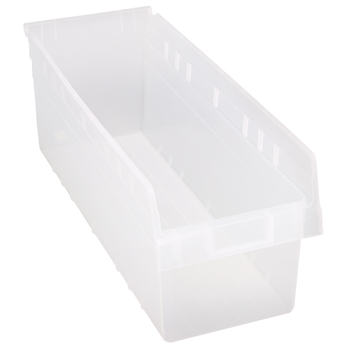 Store-Max Shelf Bins, 8-3/8" W x 8" H x 23-5/8" D, Clear, 68 lbs. Capacity NTL Industrial