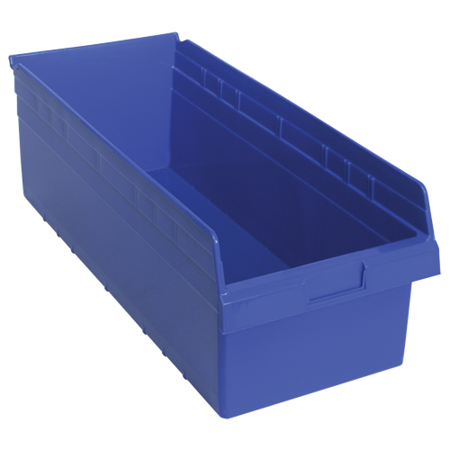 Store-Max Shelf Bins, 11-1/8" W x 8" H x 23-5/8" D, Blue, 68 lbs. Capacity NTL Industrial