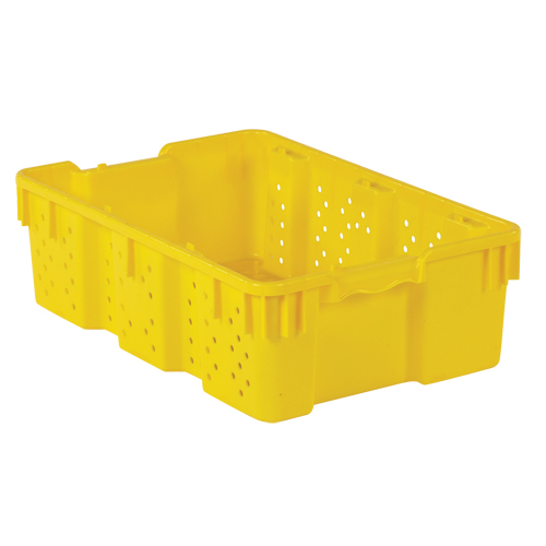 Agricultural Plastic Stack-N-Nest Container, 16" x 23.9" x 7.3", Yellow NTL Industrial