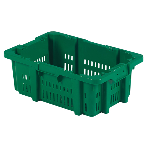 Food Handling Plastic Stack-N-Nest Container, 16" x 23.9" x 8.8", Green NTL Industrial