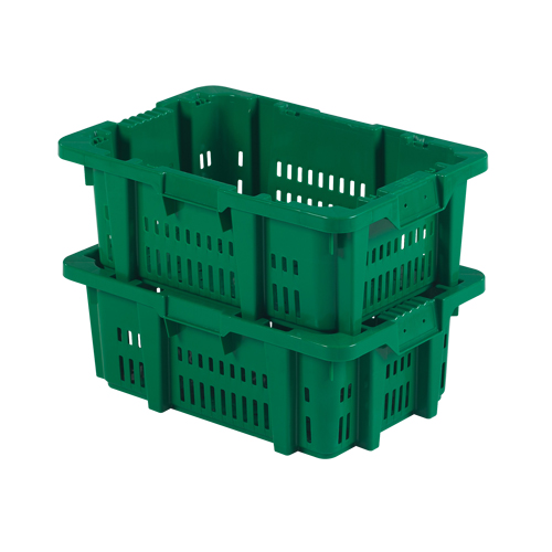 Food Handling Plastic Stack-N-Nest Container, 16" x 23.9" x 8.8", Green NTL Industrial