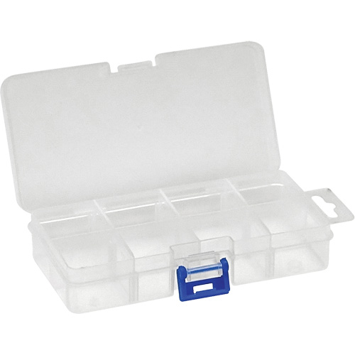 Plastic Compartment Box, 2.75" W x 5.5" D x 1.25" H, 8 Compartments NTL Industrial