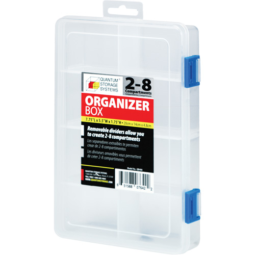 Plastic Compartment Box, 5.5" W x 7.75" D x 1.75" H, 8 Compartments NTL Industrial