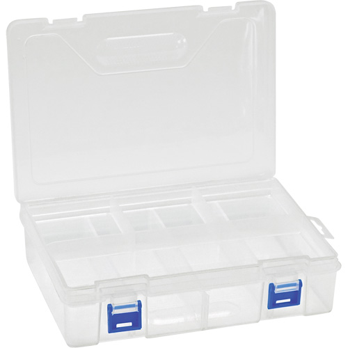 Plastic Compartment Box, 6.25" W x 9.25" D x 2.2" H, 8 Compartments NTL Industrial