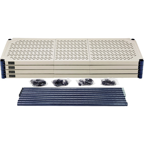 &eacute;tag&egrave;re en fils m&eacute;talliques avec tablettes en plastique, Cadre en fils m&eacute;talliques avec tablettes en plastique, Sans boulons, Capacit&eacute; 600 lb, 48" la x 72" h x 18" p NTL Industrial