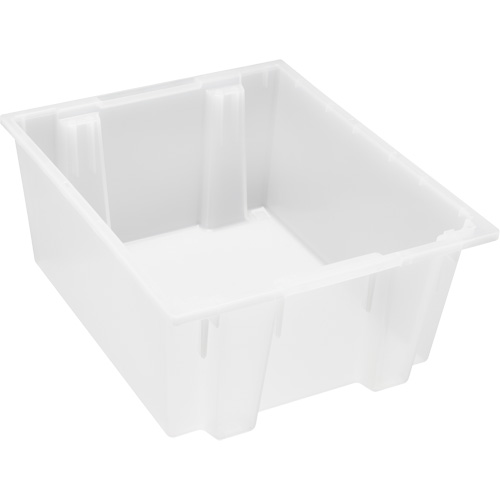 Heavy-Duty Stack & Nest Tote, 10" x 19.5" x 23.5", Clear NTL Industrial