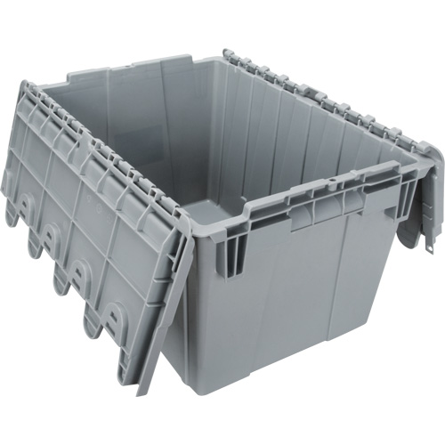 Contenant de distribution en plastique avec dessus basculant, 21,65" x 15,5" x 12,5", Gris NTL Industrial