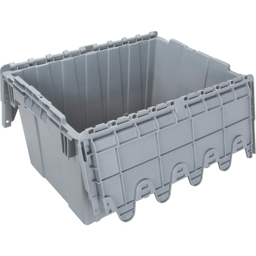 Contenant de distribution en plastique avec dessus basculant, 21,65" x 15,5" x 12,5", Gris NTL Industrial
