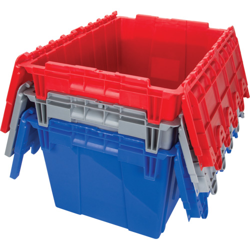 Contenant de distribution en plastique avec dessus basculant, 21,65" x 15,5" x 12,5", Gris NTL Industrial