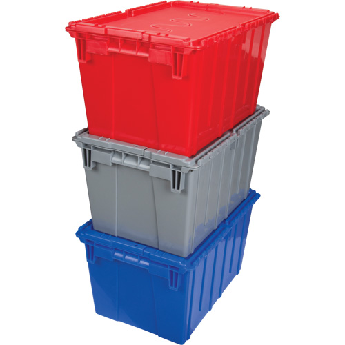 Contenant de distribution en plastique avec dessus basculant, 21,65" x 15,5" x 12,5", Gris NTL Industrial