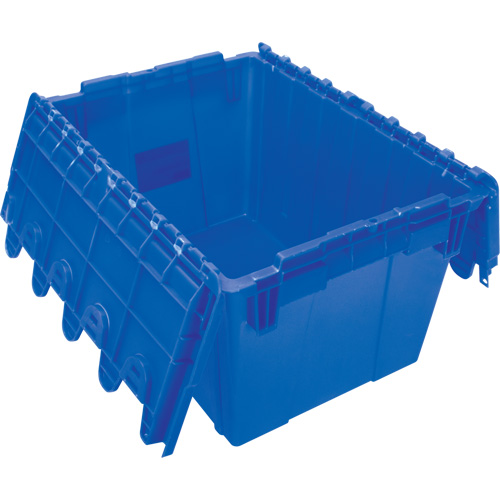 Flip Top Plastic Distribution Container, 21.65" x 15.5" x 12.5", Blue NTL Industrial