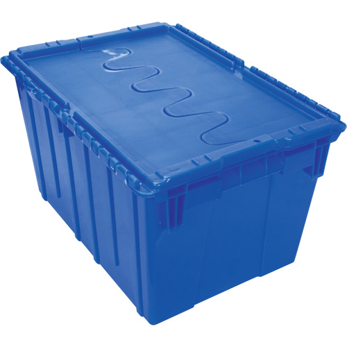 Flip Top Plastic Distribution Container, 21.65" x 15.5" x 12.5", Blue NTL Industrial