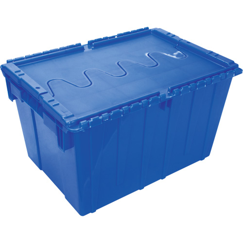 Flip Top Plastic Distribution Container, 21.65" x 15.5" x 12.5", Blue NTL Industrial
