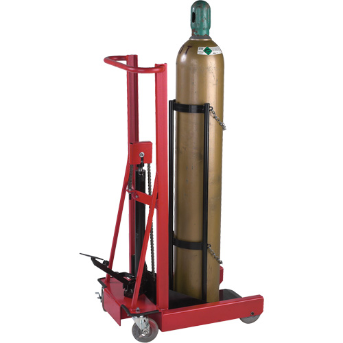 &eacute;l&eacute;vateur hydraulique pour cylindre, Roues Caoutchouc, Base de 12" la x 20" lo, 300 lb NTL Industrial