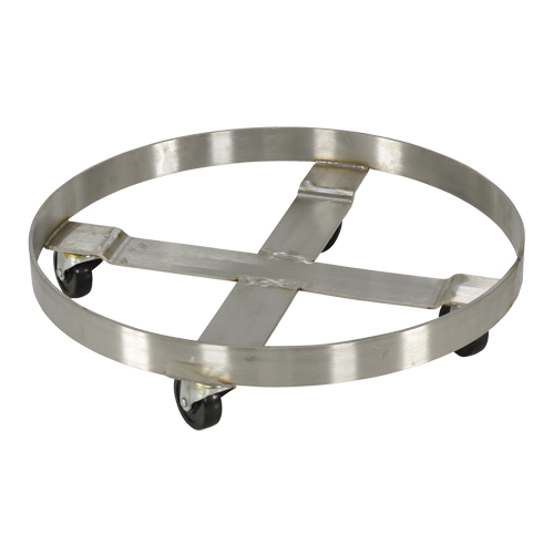 Drum Dollies, Stainless Steel, 800 lbs. Capacity, 23-1/4" Diameter, Rubber Casters NTL Industrial