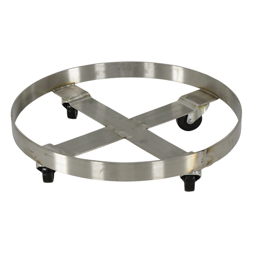 Drum Dollies, Stainless Steel, 800 lbs. Capacity, 23-1/4" Diameter, Rubber Casters NTL Industrial
