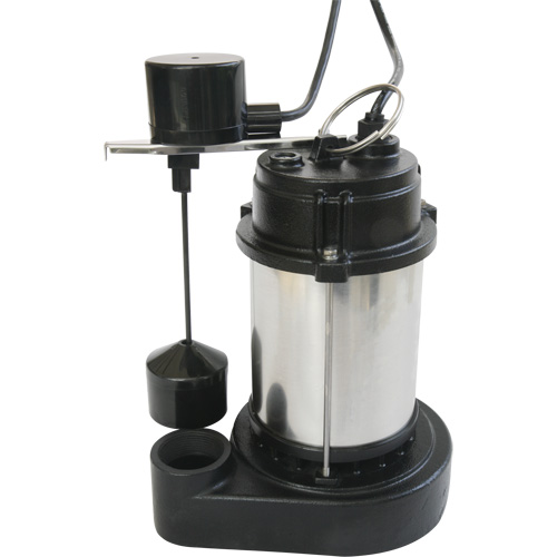 Stainless Steel Housing-Cast Iron Base Sump Pump, 1/3 HP, 3630 GPH Flow Rate NTL Industrial