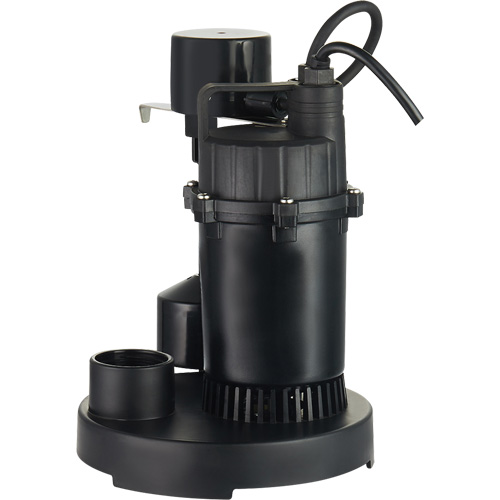 Thermoplastic Submersible Sump Pump, 2560 GPH, 115 V, 4.6 A, 1/3 HP NTL Industrial