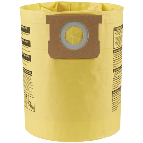 Sacs filtrants pour d&eacute;bris secs jetables &agrave; haute efficacit&eacute; de type H, 5 - 8 gal. US NTL Industrial