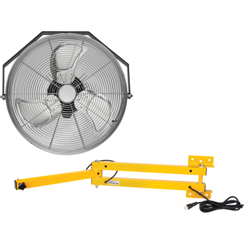 Trousse de ventilateur pour poste de travail industriel avec bras double verrouillable, Dia 18", 3 vitesses NTL Industrial
