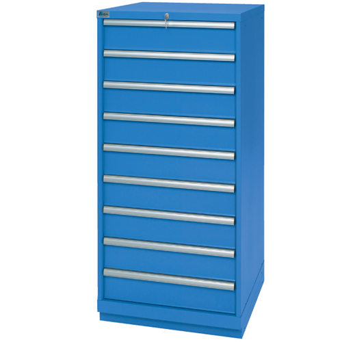Drawer Cabinets, 9 Drawers, 28-1/4" W x 28-1/2" D x 59-1/2" H, Bright blue NTL Industrial