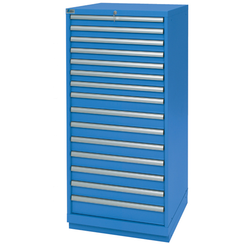 Drawer Cabinets, 15 Drawers, 28-1/4" W x 28-1/2" D x 59-1/2" H, Bright blue NTL Industrial
