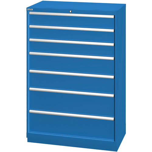 Drawer Cabinets, 7 Drawers, 40-1/4" W x 22-1/2" D x 59-1/2" H, Bright blue NTL Industrial