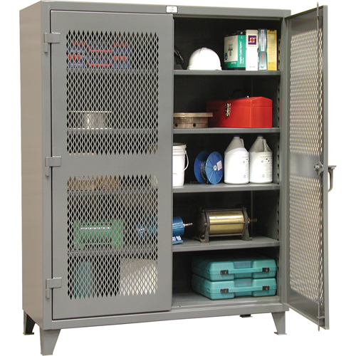 Armoires de rangement robustes ventil&eacute;es, 4 Tablettes, 72" h x 36" la x 24" p, Acier, Gris NTL Industrial