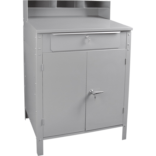 Cabinet Style Shop Desk, 34-1/2" W x 30" D x 53" H, Grey NTL Industrial